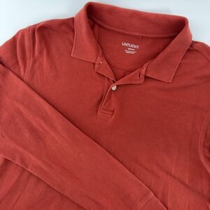UNTUCKit Mens Long Sleeve Pima Cotton Polo Shirt Red Terracotta Medium